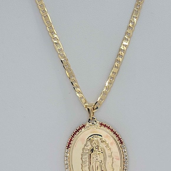 Brand New Brazilian 18k Gold Filled Virgen De Guadalupe Necklace - Picture 4 of 5